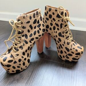 Jeffrey Campbell Havana Last Lita Leopard Calf Hair Platform Bootie Size 6